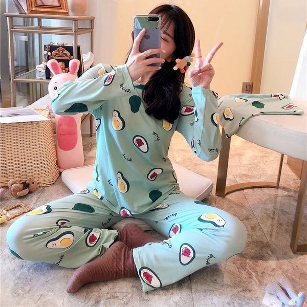 spring women sleepwear autumn pajamas sets for thin carton long suit green round neck avocado home wear cloth bag, Black;red
spring women sleepwear autumn pajamas sets for thin carton long suit green round neck avocado home wear cloth bag, Black;red