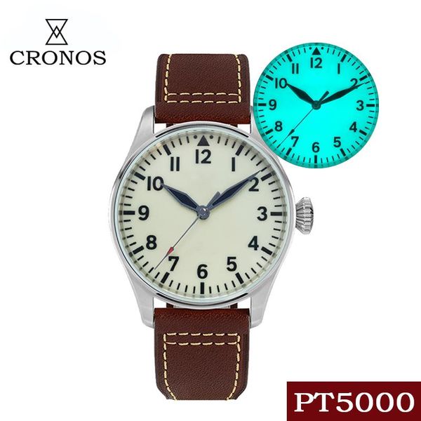 wristwatches cronos flieger mechanical men watch stainless steel blue light luminous sapphire crystal skeleton back leather strap, Slivery;brown
wristwatches cronos flieger mechanical men watch stainless steel blue light luminous sapphire crystal skeleton back leather strap, Slivery;brown