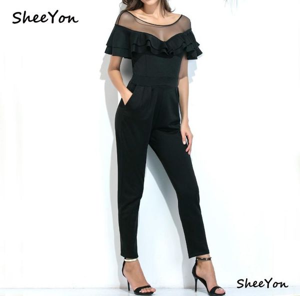 women's jumpsuits & rompers sheeyon female mesh slim net yarn splicing ruffles solid hollow out pants black sy10182, Black;white
women's jumpsuits & rompers sheeyon female mesh slim net yarn splicing ruffles solid hollow out pants black sy10182, Black;white