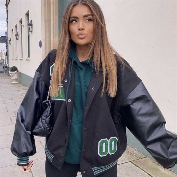 european and american letters embroidered high-quality jacket coat women street hip-hop pilot baseball uniform casual coat 211109, Black;brown
european and american letters embroidered high-quality jacket coat women street hip-hop pilot baseball uniform casual coat 211109, Black;brown
