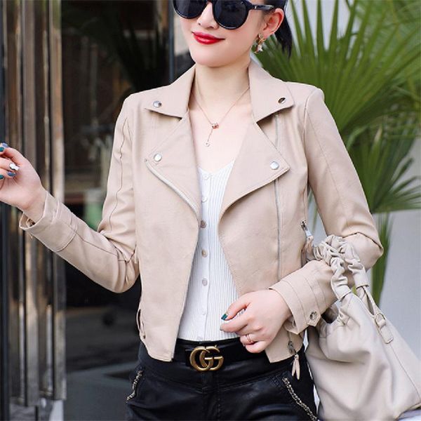 women's leather & faux autumn pu jacket short all-match coat women spring zipper slim korea biker jackets female outwear, Black
women's leather & faux autumn pu jacket short all-match coat women spring zipper slim korea biker jackets female outwear, Black