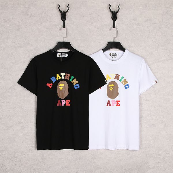 spring and summer ape head color alphabet print men's and women's short sleeve loose lovers casual t-shirt, White
spring and summer ape head color alphabet print men's and women's short sleeve loose lovers casual t-shirt, White