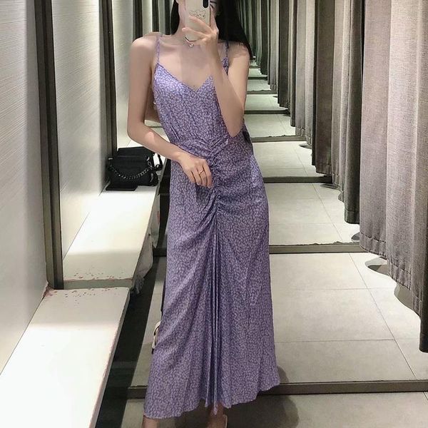 casual dresses elegant floral midi dress women summer sleeveless camisole party evening folds causal purple long backless vestido, Black;gray
casual dresses elegant floral midi dress women summer sleeveless camisole party evening folds causal purple long backless vestido, Black;gray