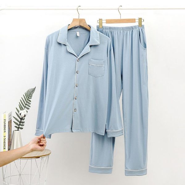 men's sleepwear autumn winter casual men pajamas set light blue modal cotton full-sleeve turn-down collar homewear simple style solid, Black;brown
men's sleepwear autumn winter casual men pajamas set light blue modal cotton full-sleeve turn-down collar homewear simple style solid, Black;brown