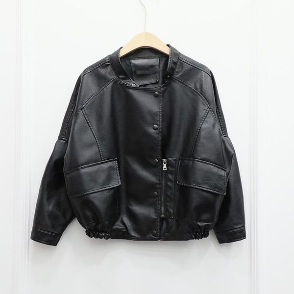 women's leather & faux 2021 loose casual all-match pocket harajuku style short jacket fall women clothing jackets, Black
women's leather & faux 2021 loose casual all-match pocket harajuku style short jacket fall women clothing jackets, Black