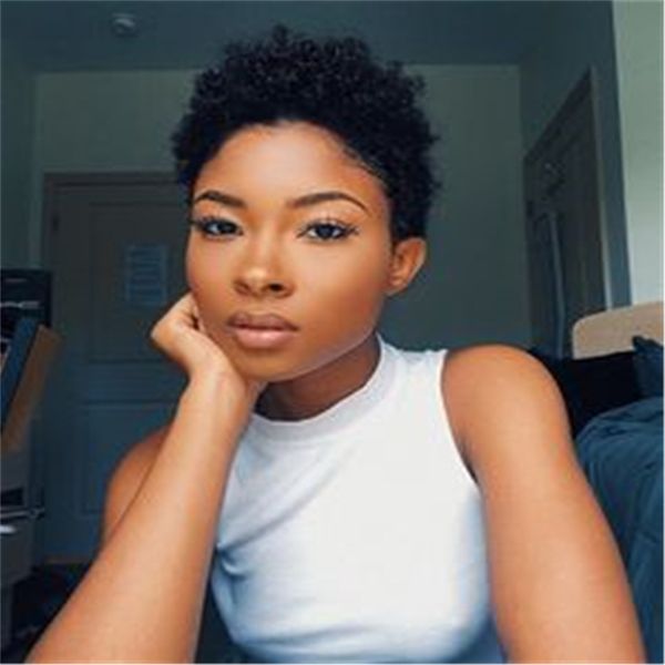 human hair wig short afro curly kinky pixie cut natural color none lace front wigs for black women, Black;brown
human hair wig short afro curly kinky pixie cut natural color none lace front wigs for black women, Black;brown