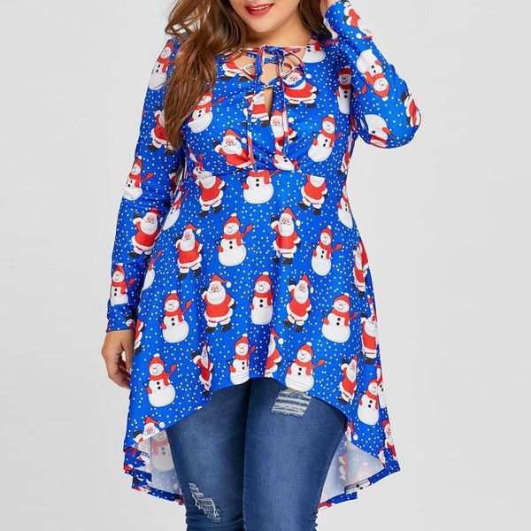 women's plus size cross tied v-neck collar christmas irregular long sweatshirts snowman print openwork tie bow hoodies pullovers, Black
women's plus size cross tied v-neck collar christmas irregular long sweatshirts snowman print openwork tie bow hoodies pullovers, Black