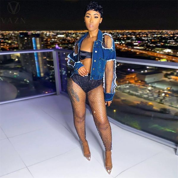 women's jackets vazn 2021 women fashion street hip hop style short outwear long sleeve lapel lace broken hole denim, Black;brown
women's jackets vazn 2021 women fashion street hip hop style short outwear long sleeve lapel lace broken hole denim, Black;brown