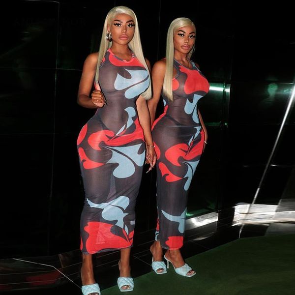 mesh printed bodycon club womens dress party see through sleeveless maxi women summer clothing d85 ai12, Black;gray
mesh printed bodycon club womens dress party see through sleeveless maxi women summer clothing d85 ai12, Black;gray