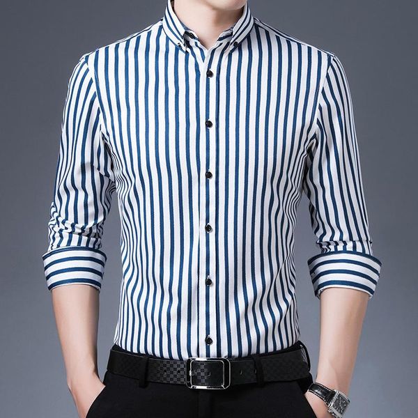 men's casual shirts non-iron stretch long sleeve striped dress smart smooth material standard-fit youthful button-down shirt, White;black
men's casual shirts non-iron stretch long sleeve striped dress smart smooth material standard-fit youthful button-down shirt, White;black