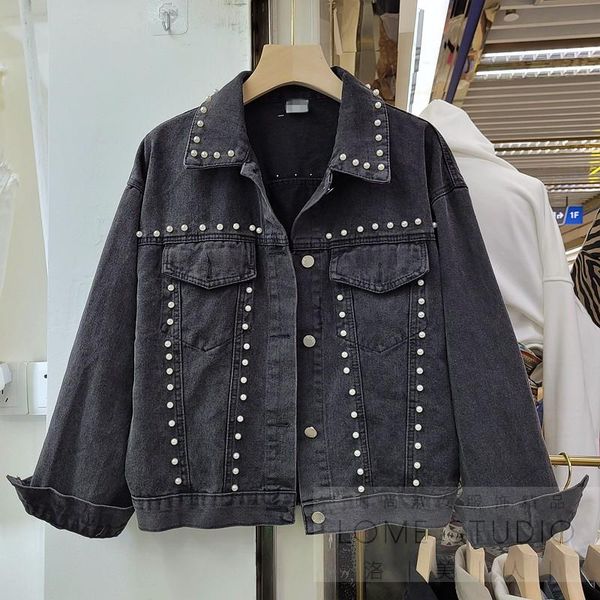 women's jackets denim coat for women 2021 autumn three-dimensional pearl heavy industry retro clothes students jeans jacket cowboy top, Black;brown
women's jackets denim coat for women 2021 autumn three-dimensional pearl heavy industry retro clothes students jeans jacket cowboy top, Black;brown