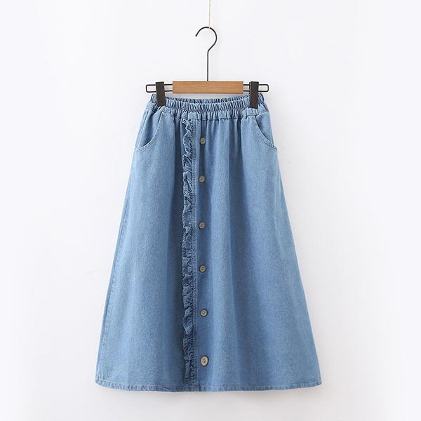 skirts japanese elastic waist autumn women denim skirt 2021 pockets blue high jeans a-line ruffles button female midi saia, Black
skirts japanese elastic waist autumn women denim skirt 2021 pockets blue high jeans a-line ruffles button female midi saia, Black