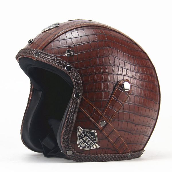 Half Shell Helmets Motorcycle Open Face Artificial Crocodile Leather Brown Black Color for Head Security TK18
Half Shell Helmets Motorcycle Open Face Artificial Crocodile Leather Brown Black Color for Head Security TK18