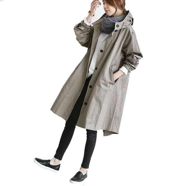 women's trench coats spring autumn fashion women hooded coat plus size 4xl loose long solid casual womens windbreaker brand clothing, Tan;black
women's trench coats spring autumn fashion women hooded coat plus size 4xl loose long solid casual womens windbreaker brand clothing, Tan;black