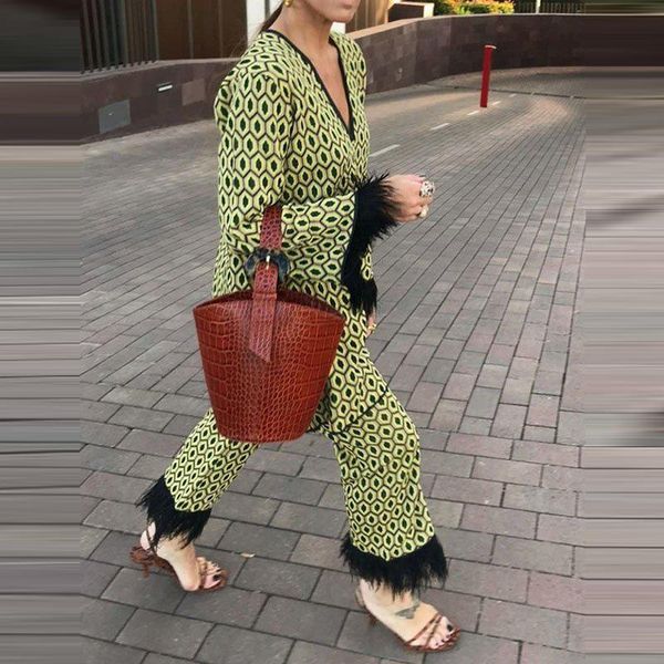 women's two piece pants tassel print streetwear set female v neck calf-length suit women homewear wide leg loose outfit, White
women's two piece pants tassel print streetwear set female v neck calf-length suit women homewear wide leg loose outfit, White