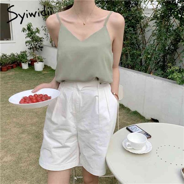 spaghetti strap tank women green korean fashion clothing cropped streetwear black camis summer solid 210607, White
spaghetti strap tank women green korean fashion clothing cropped streetwear black camis summer solid 210607, White