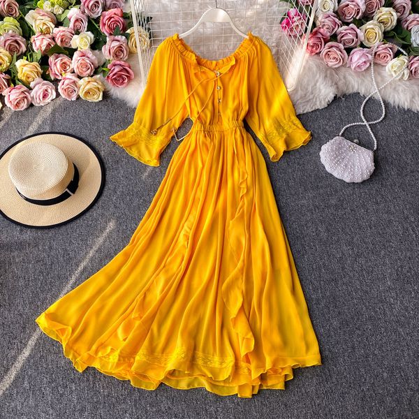 dresses vintage beach party midi dress women white/yellow slash neck ruffle off shoulder chiffon dresses female autumn fashion new, Black;gray
dresses vintage beach party midi dress women white/yellow slash neck ruffle off shoulder chiffon dresses female autumn fashion new, Black;gray