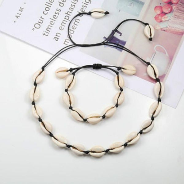 black rope chain puka shell necklace bracelet set boho seashell cowrie hawaii summer collar choker woman beach jewelry girl gift chokers, Golden;silver
black rope chain puka shell necklace bracelet set boho seashell cowrie hawaii summer collar choker woman beach jewelry girl gift chokers, Golden;silver