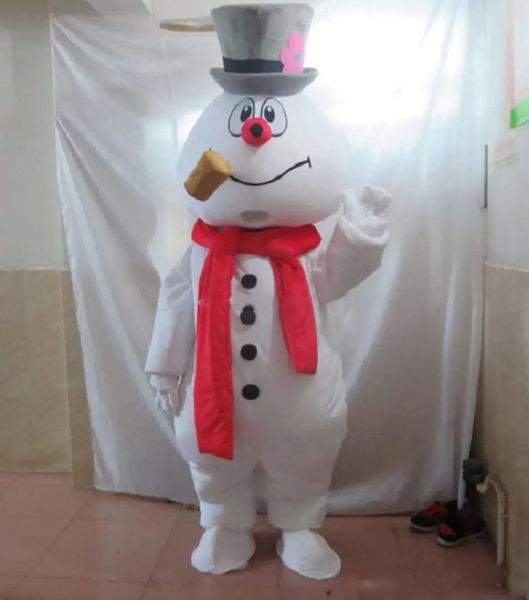 snowman mascot costume frosty the snowman costume, Red;yellow