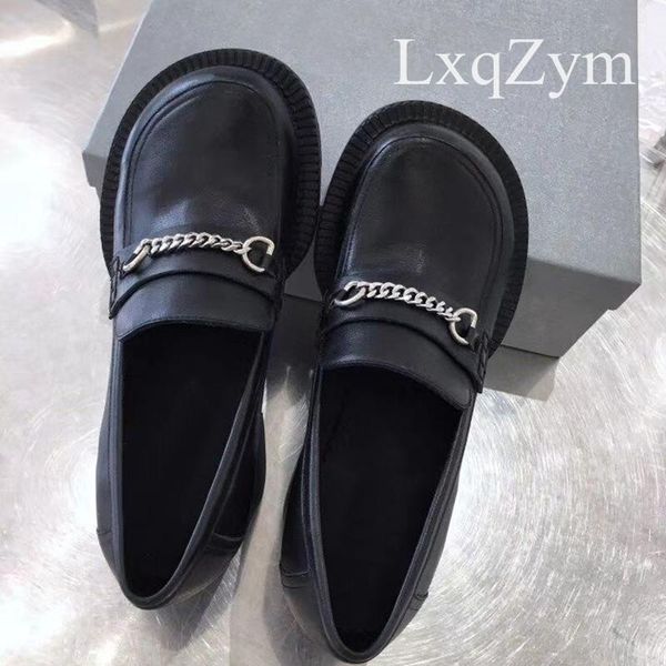 fashion genuine leather casual shoes women metal chain chunky heel round toe concise loafers ladies heels dress, Black
fashion genuine leather casual shoes women metal chain chunky heel round toe concise loafers ladies heels dress, Black