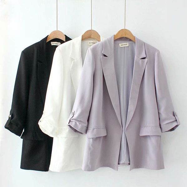 women's suits & blazers korean summer new size large ladies mid-length casual jacket fashion drape suit collar no blazer button fe, White;black
women's suits & blazers korean summer new size large ladies mid-length casual jacket fashion drape suit collar no blazer button fe, White;black