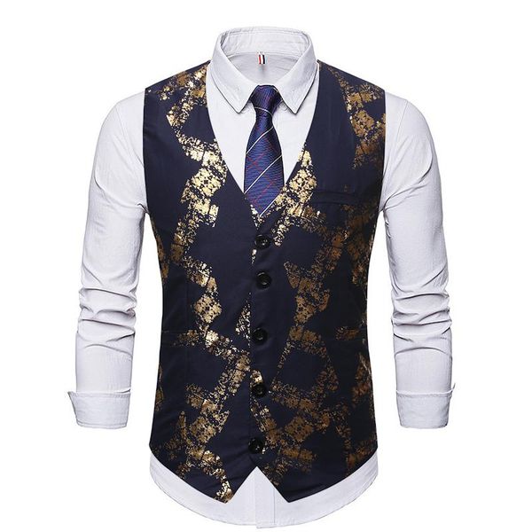 men's vests gold printed vest men suit wedding sleeveless slim fit paisley floral dress for single buttons waistcoat, Black;white
men's vests gold printed vest men suit wedding sleeveless slim fit paisley floral dress for single buttons waistcoat, Black;white