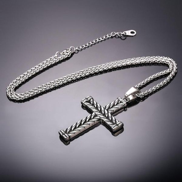 fashion cross necklace men vintage double-sided striped pendant with chain hiphop rock jewelry gifts necklaces, Silver
fashion cross necklace men vintage double-sided striped pendant with chain hiphop rock jewelry gifts necklaces, Silver