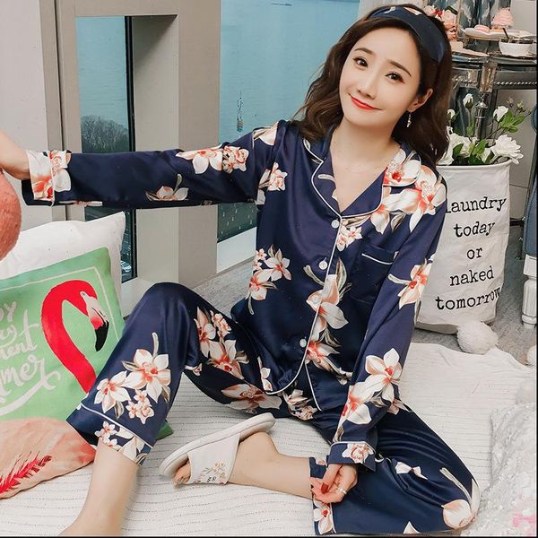 satin silk pajamas sets womens sleepwears spring autumn faux flower print sleepwear long sleeve shirt and pant nighties, Black;red
satin silk pajamas sets womens sleepwears spring autumn faux flower print sleepwear long sleeve shirt and pant nighties, Black;red