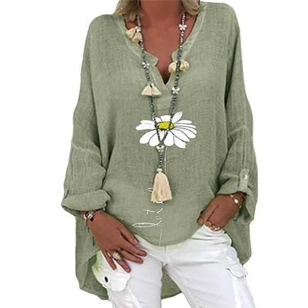 women's blouses & shirts 5xl casual women v neck linen cotton blouse shirt elegant daisy print female spring autumn long sleeve loose, White
women's blouses & shirts 5xl casual women v neck linen cotton blouse shirt elegant daisy print female spring autumn long sleeve loose, White