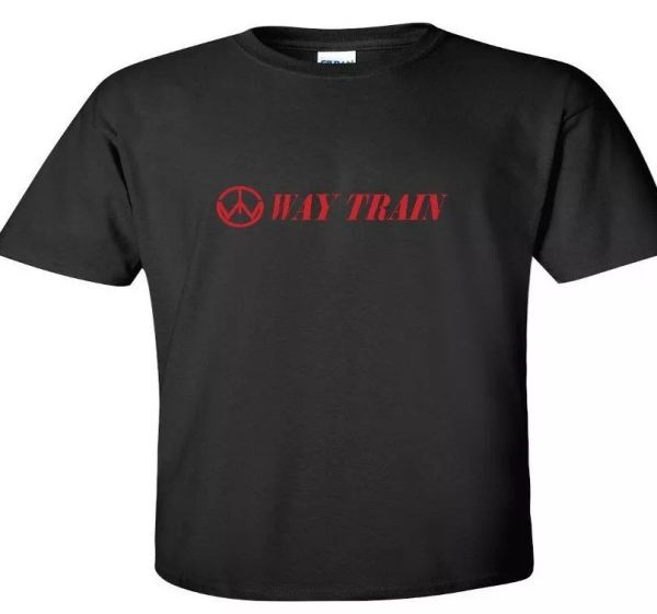 Way Train Red Logo Band Saw Manufacturer Black Cotton T-shirt, White;black