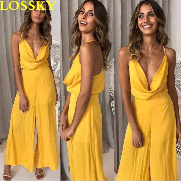 women's jumpsuits & rompers deep neck wide leg pants jumpsuit casual sleeveless backless women summer solid spaghetti strap playsuit, Black;white
women's jumpsuits & rompers deep neck wide leg pants jumpsuit casual sleeveless backless women summer solid spaghetti strap playsuit, Black;white