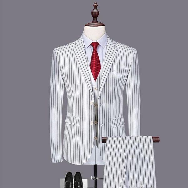 striped print 3 pieces suit men fashion slim fit wedding dress blazer bridegroom tuxedo host business mens suits sets men's & blazers, White;black
striped print 3 pieces suit men fashion slim fit wedding dress blazer bridegroom tuxedo host business mens suits sets men's & blazers, White;black