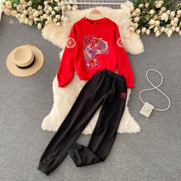 women's two piece pants solid cotton fish embroidery sweatshirts joggers women tracksuits christmas sets sweatpants suits fall winter, White
women's two piece pants solid cotton fish embroidery sweatshirts joggers women tracksuits christmas sets sweatpants suits fall winter, White