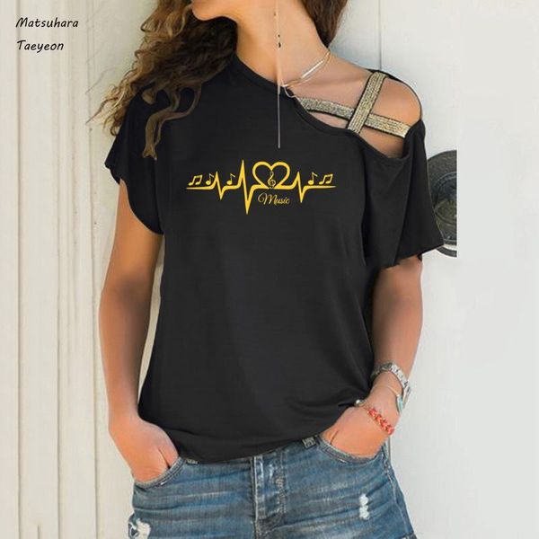women's t-shirt large size 5xl short sleeve t shirt women fashion music print summer irregular shoulder clothing tee, White
women's t-shirt large size 5xl short sleeve t shirt women fashion music print summer irregular shoulder clothing tee, White