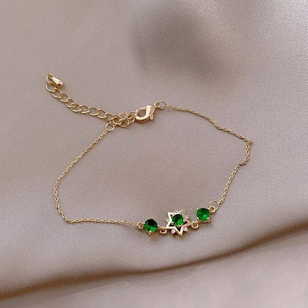 link, chain classic fashion green crystal star bracelet for woman exquisite simple cuff 2021 summer jewelry accessories gift, Black
link, chain classic fashion green crystal star bracelet for woman exquisite simple cuff 2021 summer jewelry accessories gift, Black