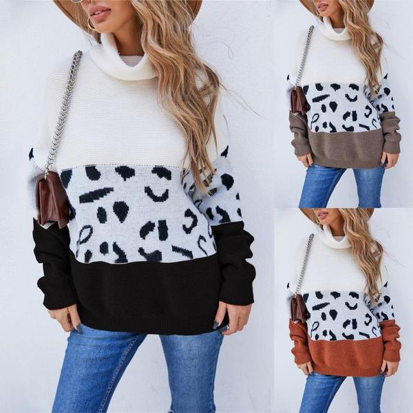 women's sweaters 2021 autumn winter thick sweater women knitted leopard stitching pullover long sleeve turtleneck loose jumper soft war, White;black
women's sweaters 2021 autumn winter thick sweater women knitted leopard stitching pullover long sleeve turtleneck loose jumper soft war, White;black