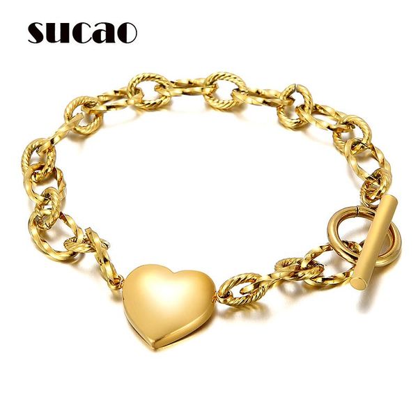 link, chain fashion love stainless steel bracelet peach heart-shaped gold ot word titanium womens reiki plated bracelets, Black
link, chain fashion love stainless steel bracelet peach heart-shaped gold ot word titanium womens reiki plated bracelets, Black