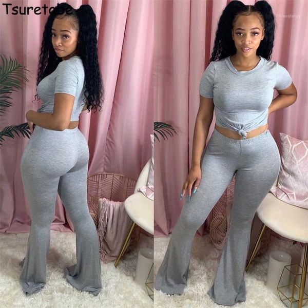 women's tracksuits tsuretobe 2 piece set women crop flare pants summer clothes for skinny tracksuit club outfits, Gray
women's tracksuits tsuretobe 2 piece set women crop flare pants summer clothes for skinny tracksuit club outfits, Gray