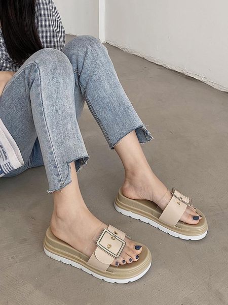 summer ladies slippers, korean style all-match thick-soled belt buckle flip flops, fashionable and comfortable. slippers, Black
summer ladies slippers, korean style all-match thick-soled belt buckle flip flops, fashionable and comfortable. slippers, Black