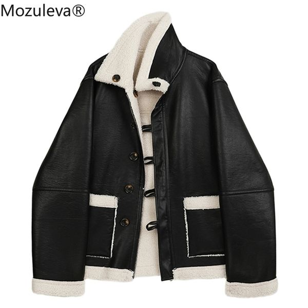 winter lambswool both side wear pu leather jacket women loose lapel long sleeve coat single breasted warm outwear 210416, Black;brown
winter lambswool both side wear pu leather jacket women loose lapel long sleeve coat single breasted warm outwear 210416, Black;brown
