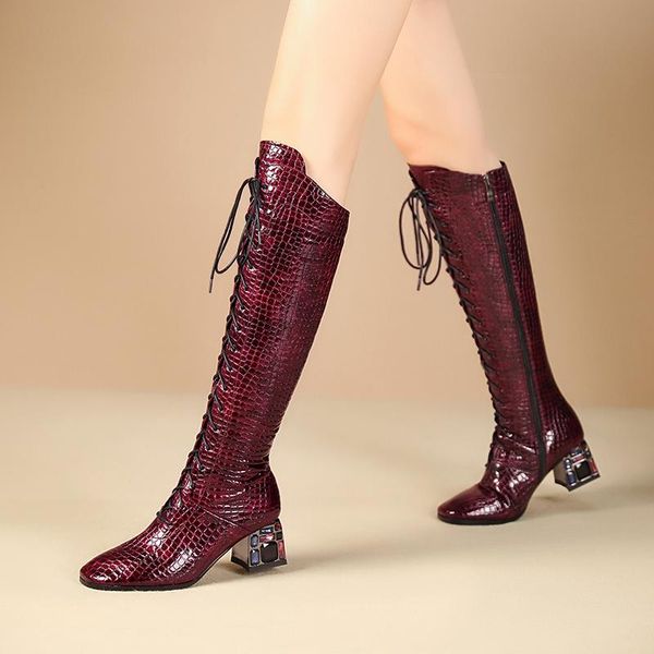 boots plus size embossed synthetic leather women knee high rhinestone heels night club shoes woman riding, Black
boots plus size embossed synthetic leather women knee high rhinestone heels night club shoes woman riding, Black