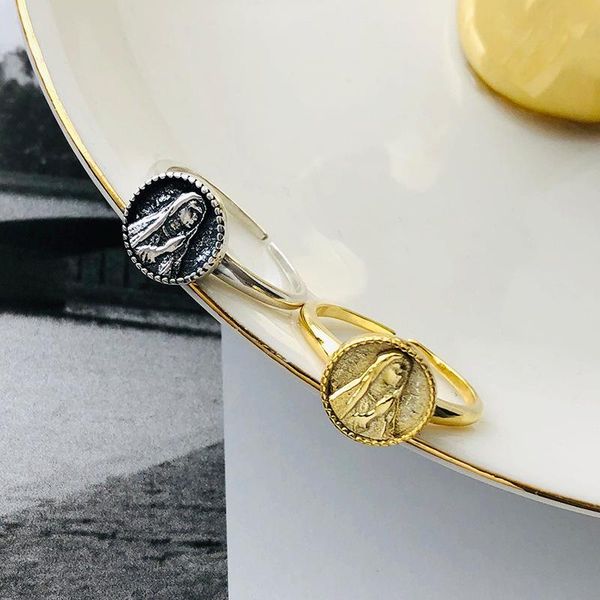 cluster rings s925 sterling silver retro old coin portrait ring round personality virgin mary embossed net red open, Golden;silver
cluster rings s925 sterling silver retro old coin portrait ring round personality virgin mary embossed net red open, Golden;silver