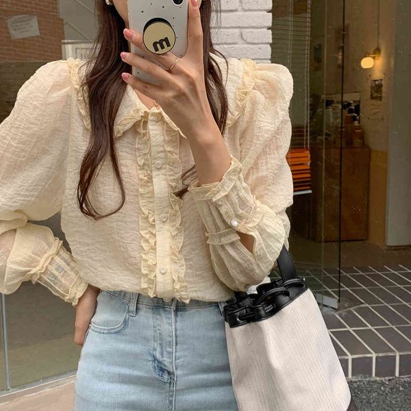 women's blouses & shirts 2021 apricot sunscreen cute loose vintage women elegance sweet ruffles girls femme casual clothe vm5d, White
women's blouses & shirts 2021 apricot sunscreen cute loose vintage women elegance sweet ruffles girls femme casual clothe vm5d, White