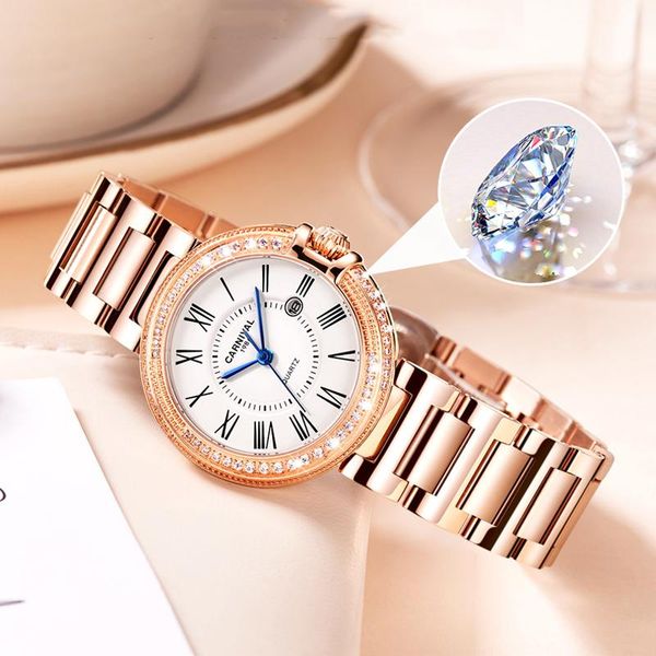 wristwatches carnival rose gold luxury women watches fashion casual quartz ladies wrist watch steel strap waterproof clock stainless, Slivery;brown
wristwatches carnival rose gold luxury women watches fashion casual quartz ladies wrist watch steel strap waterproof clock stainless, Slivery;brown