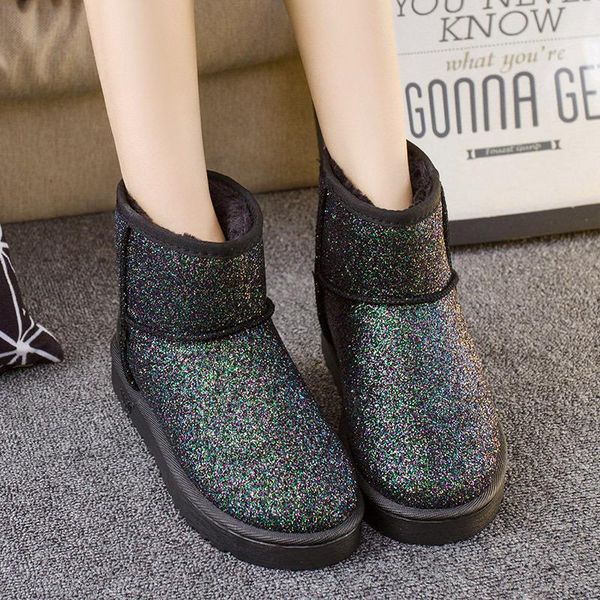 boots winter woman snow ankle sequins bling shinning solid platform slip on women flats casual flock fur warm shoes, Black
boots winter woman snow ankle sequins bling shinning solid platform slip on women flats casual flock fur warm shoes, Black