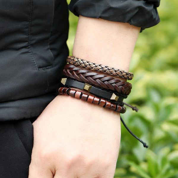 tennis vintage handmade leather men's bracelets set punk braided beads wrap wristband bangles for women jewelry, Golden;silver
tennis vintage handmade leather men's bracelets set punk braided beads wrap wristband bangles for women jewelry, Golden;silver