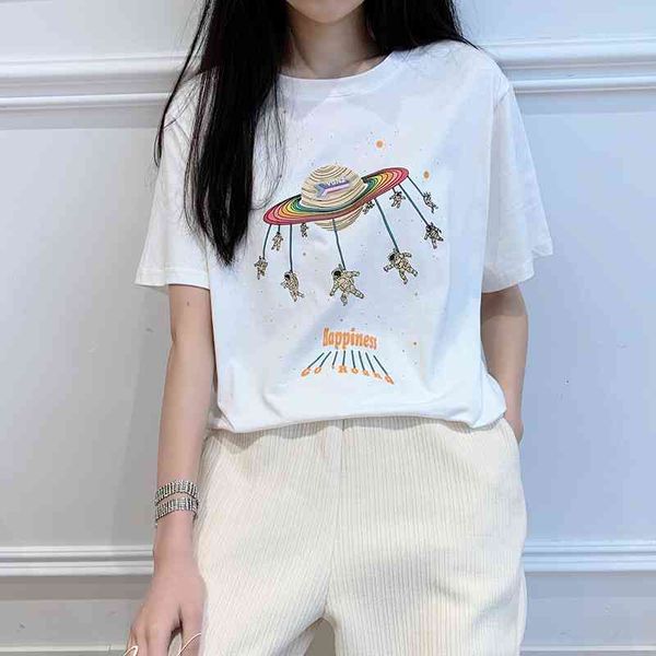 women's t-shirt lamtrip romantic planet cartoon pattern short sleeve loose tee 5yi2, White
women's t-shirt lamtrip romantic planet cartoon pattern short sleeve loose tee 5yi2, White