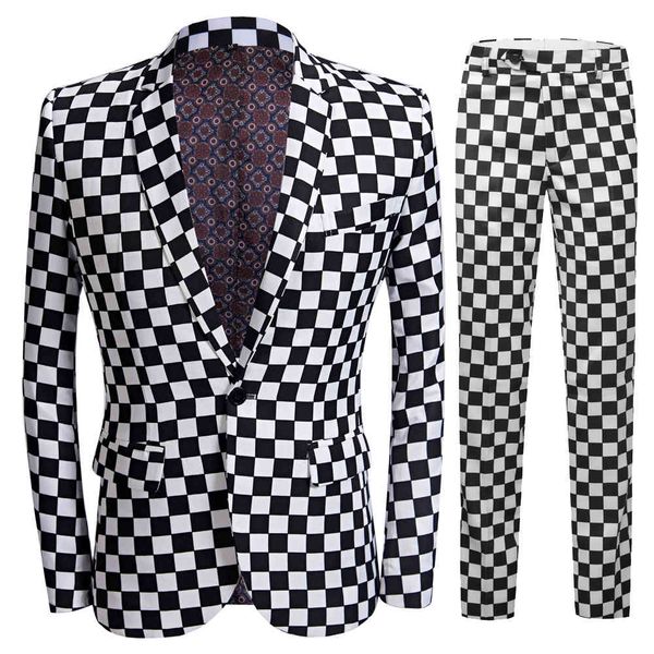 men's suits & blazers luxury black and white male checking suit prom club formal fine clothes wedding groom tuxedo 2 pieces set, White;black
men's suits & blazers luxury black and white male checking suit prom club formal fine clothes wedding groom tuxedo 2 pieces set, White;black