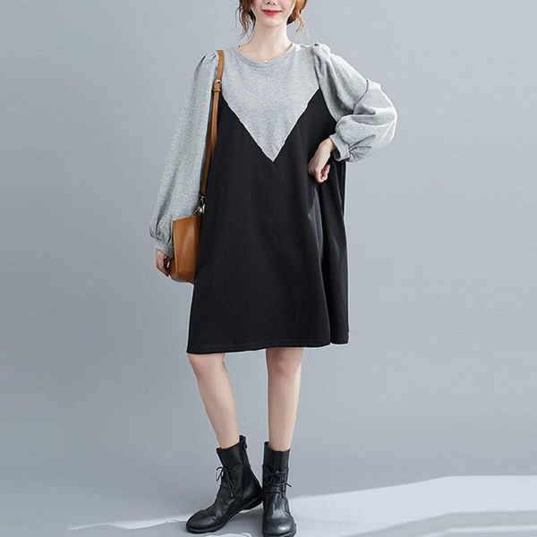 casual dresses oversized women dress arrival 2021 autumn simple style patchwork color loose comfortable female cotton s2392, Black;gray
casual dresses oversized women dress arrival 2021 autumn simple style patchwork color loose comfortable female cotton s2392, Black;gray