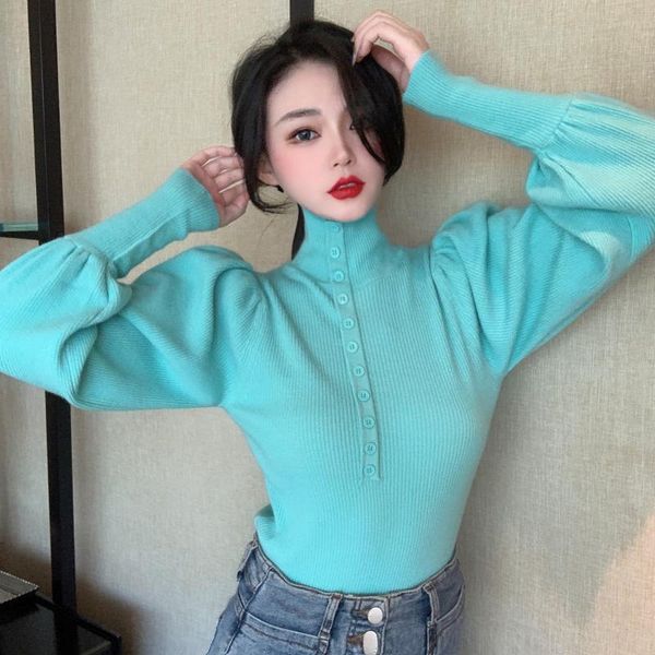 women's sweaters 2021 turtleneck single breasted sweater pullovers autumn winter korean fashion puff sleeve knit white pink, White;black
women's sweaters 2021 turtleneck single breasted sweater pullovers autumn winter korean fashion puff sleeve knit white pink, White;black